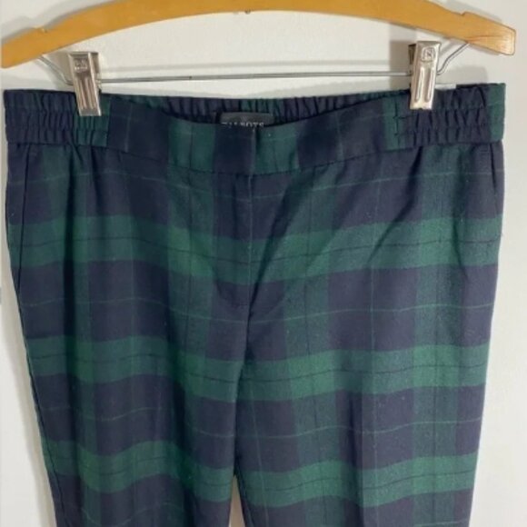 Talbots Scotch Plaid Pants Wool Blend Sz 4 Women’s Blue Green Trouser Straight - Picture 2 of 5
